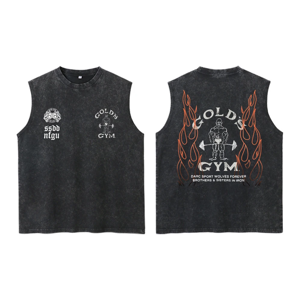 Darc Wolves Sport Vintage Washed Vest Tees Gym Bodybuilding Fitness Sleeveless T Shirts Basketball Workout Darcs Tank Tops - Image 3