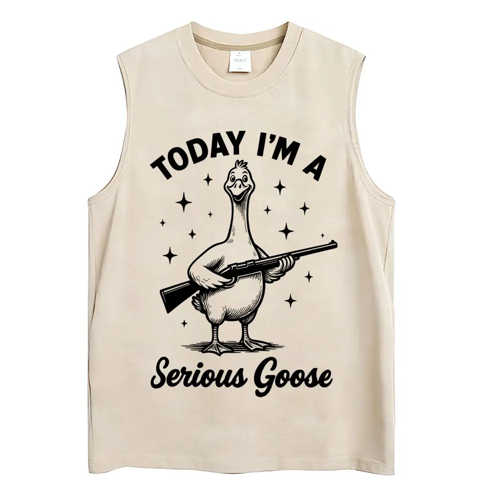 Washed Funny Goose Tank Tops Mess with The Honk You Get The Bonk Graphic T Shirts Vintage Unisex Loose Cotton Sleeveless Vests - Image 3