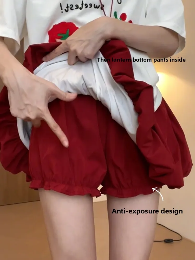 Red Petal Hem Bloom Skirt Women Summer Lightweight High Waist Flattering Fit Anti-Slip Lining Petite A-Line Mini Flowy Skirt - Image 5
