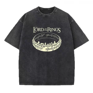 Printed Pure Cotton Washed T-Shirt For Men Round Neck Loose Fit Casual Short Sleeves Suitable For Commute And Trendy Wear