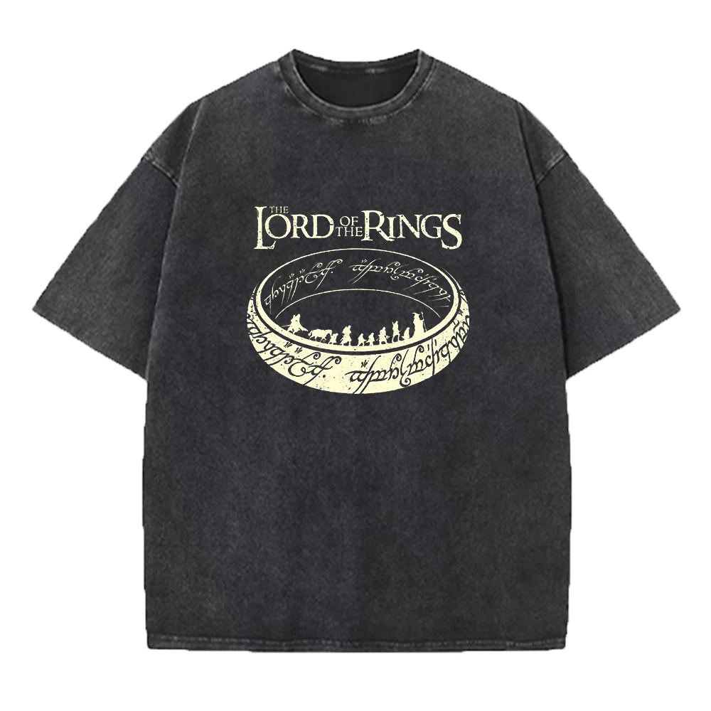 Printed Pure Cotton Washed T-Shirt For Men Round Neck Loose Fit Casual Short Sleeves Suitable For Commute And Trendy Wear