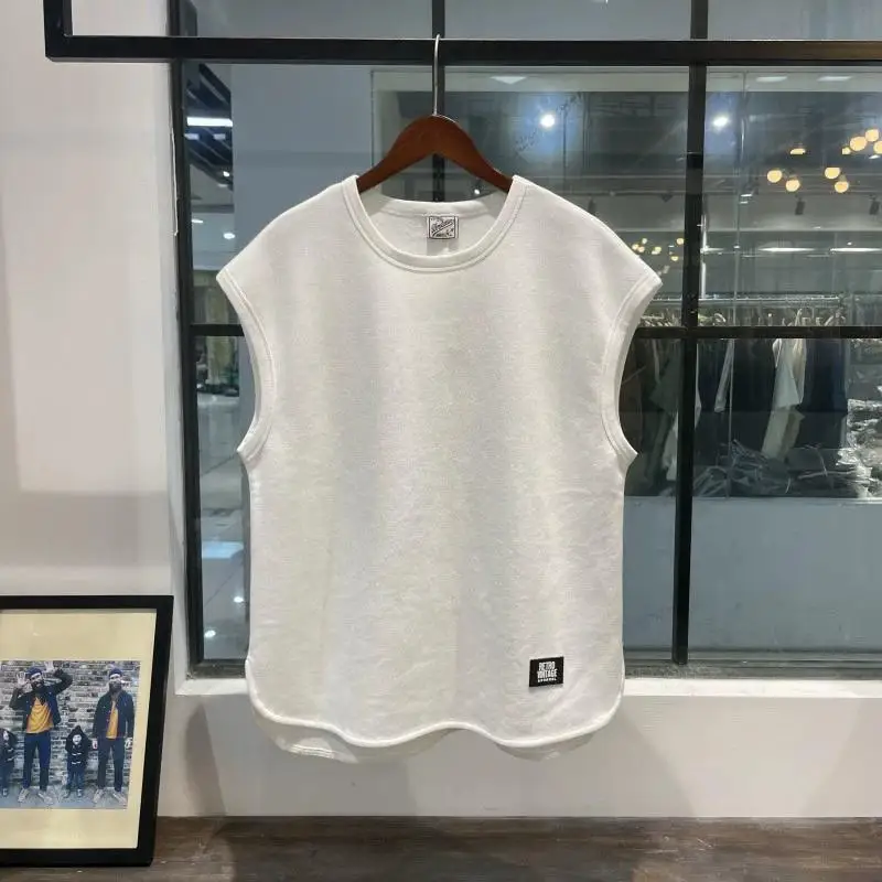 American retro sleeveless T-shirt men loose and fashionable loose and versatile solid color vest top