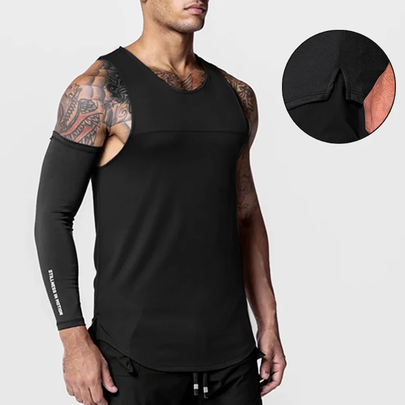 Men's Summer Quick Dry Tank Top Sleeveless T-shirt Gym Fitness Bodybuilding Workout Sports Vest Muscle Athletic Casual Tops Male - Image 2