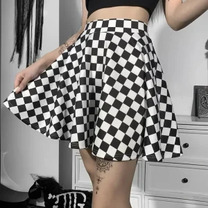 Sexy High Waist Over skirt In Summer Sexy Gothic Y2k Harajuku Dark Girl Contrast Plaid Stitching Skirt