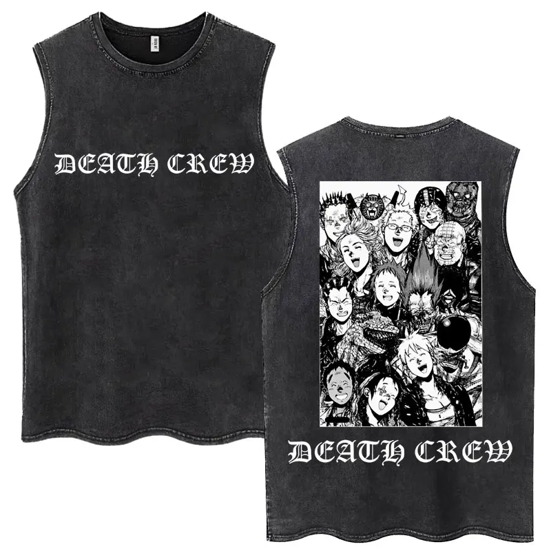 Japanese Anime Dorohedoro Pattern Washed Tank Tops Men Women 100% Cotton Fashion Manga Sleeveless T Shirt Casual Loose T-shirts - Image 4