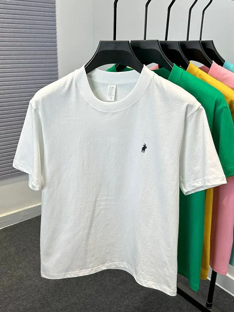 100% pure cotton short sleeve round neck men's T-shirt hot selling luxury brand summer exquisite pony embroidery breathable top - Image 5