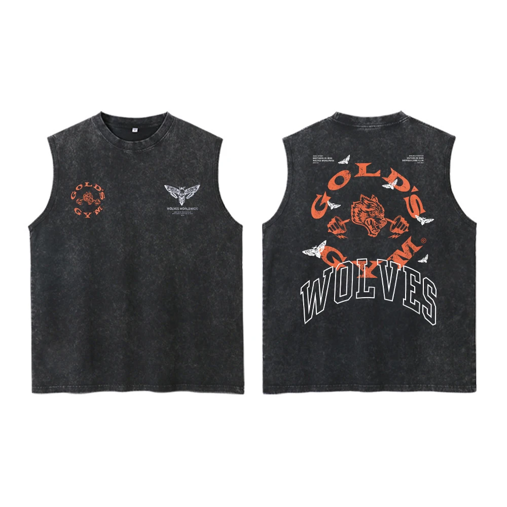 Darc Wolves Sport Vintage Washed Vest Tees Gym Bodybuilding Fitness Sleeveless T Shirts Basketball Workout Darcs Tank Tops - Image 2