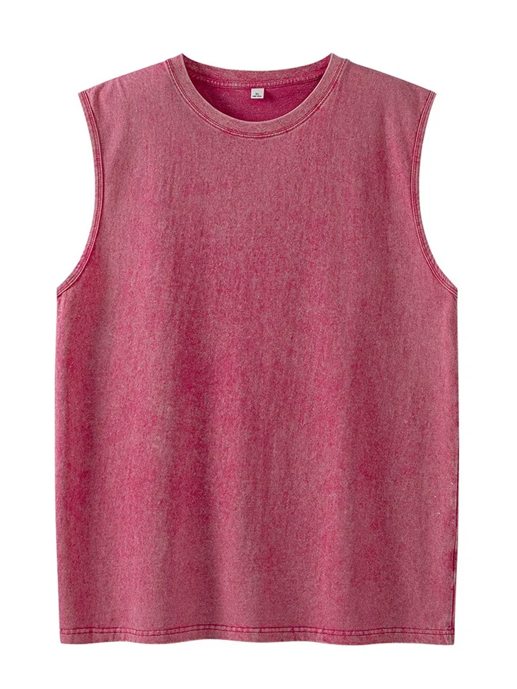 2026 Summer New cotton Men's Washed Cotton Tank Tops Muscle Gym Sleeveless Workout T Shirts Running Beach Loose Tees - Image 2