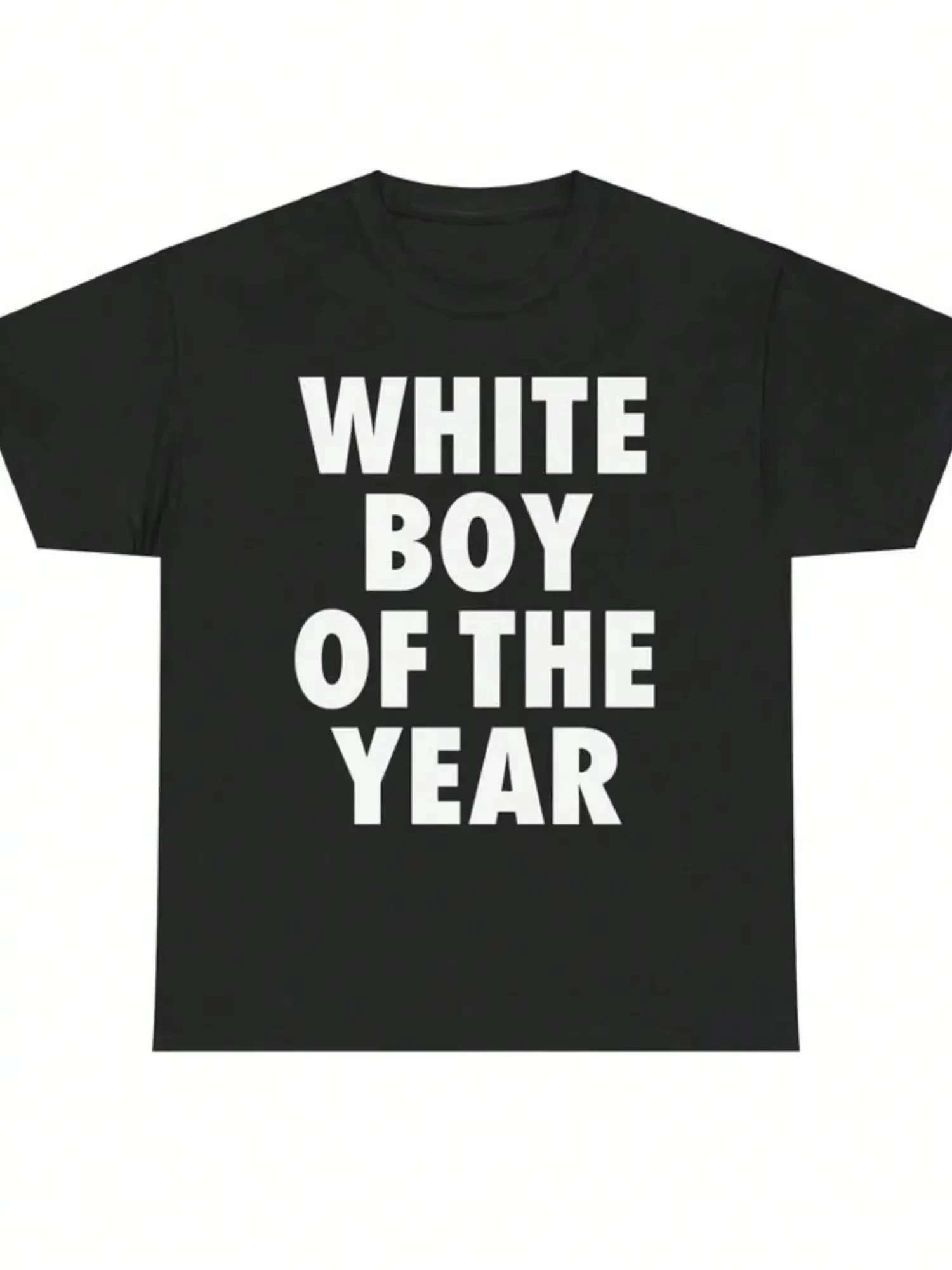 WHITE BOY OF THE YEAR T Shirts Cotton Print T-shirt Retro Casual Streetwear Vintage Tee Fashion Loose Cotton Unisex